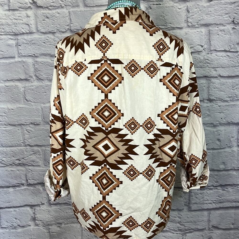 Bke Brown Aztec/Western Pattern Button Down Shirt - image 3